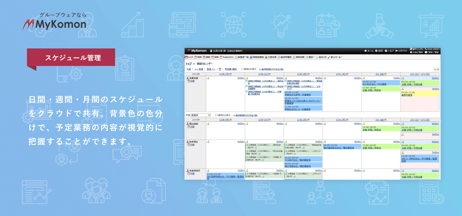 機能紹介 生産性向上に取り組むなら会計事務所専用グループウェアmykomon マイコモン 名南経営